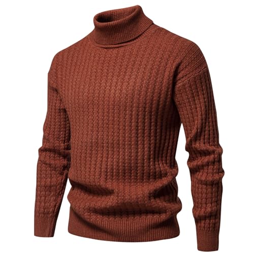 Men's Slim Fit Turtleneck Sweater Lightweight Casual Rib Knitted Twisted Pullover Trendy Solid Winter Thick Sweaters