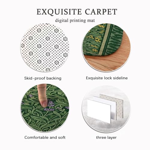 Alfombra de pasillo lavanda botánica lavable de pelo bajo rectangular para interiores 7