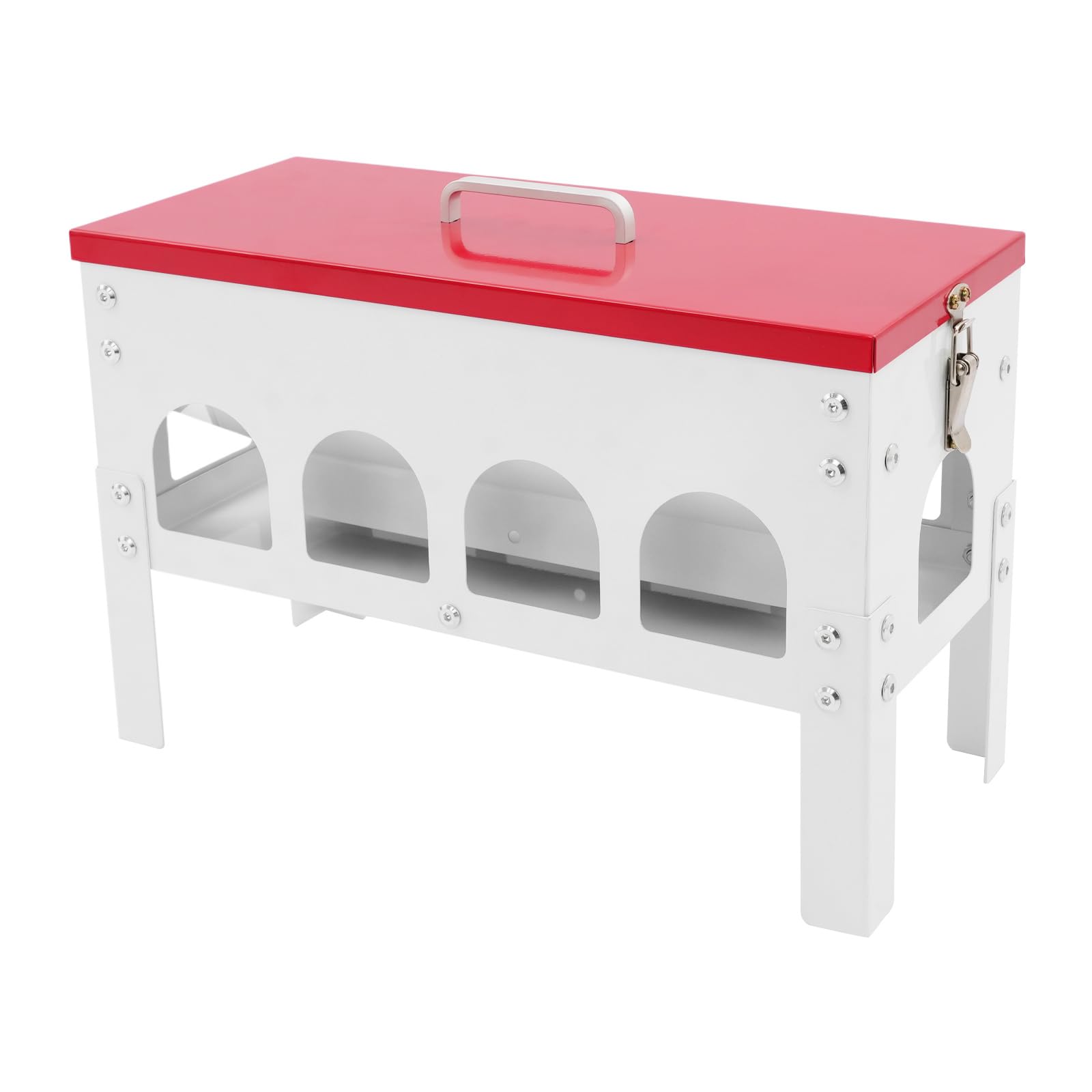 Comedero automático para pollos, 10 L, hierro, bebedero automático para pollos con 10 puntos de alimentación y tapa, accesorio grande para gallinas, comederos para aves de corral, pollos, patos
