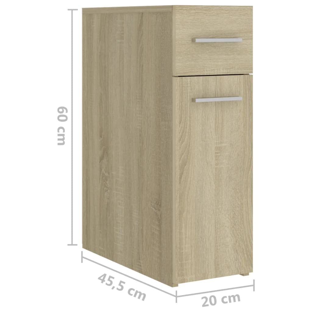 vidaXL Armario Boticario Almacenamiento Organizador Suministros Domésticos Comestibles Estable Robusto Contrachapada Color Roble Sonoma 20x45,5x60 cm