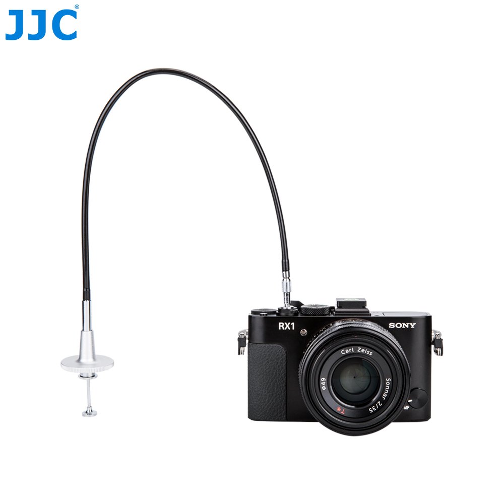 JJC 40 cm, srebrny, mechaniczny kabel zwalniający migawkę z blokadą żarówki, do Fujifilm Sony Leica Olympus Panasonic i aparatów z przyciskiem zwalniania otworu na śrubę