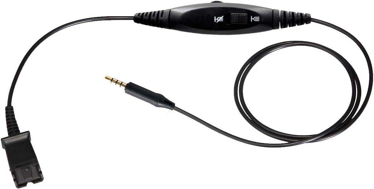 MKJ3.5mm Headset Cable with Volume Control Quick Disconnect Compatible or Poly Headsets for Cell Phone, Mobile Phones, Laptop or Tablet etc