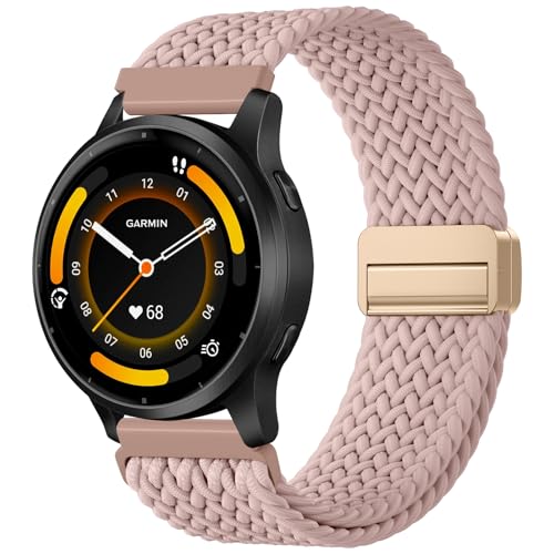 IMIVIO 22mm Magnetic Braided Nylon Bands Compatible with Garmin Venu 4(45mm)/Venu 3/Venu 2, Adjustable Stretchy Quick Release Replacement Watch Strap for Vivoactive 4 45mm/Forerunner 255/265