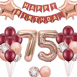 75. Geburtstags Dekorationen Windrot für Frauen, Happy Birthday Banner Nummer 75 Geburtstags Ballons Stern Folienballons…
