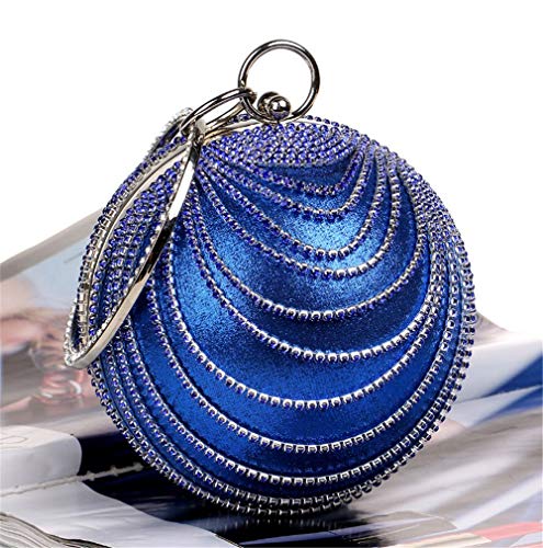 Blue Round Clutch Tassel Purse Women Evening Bag For Wedding Party Ball Evening Bag Crystal Evening Clutch Purse Wedding Party Handbags (Blue) #TOP5