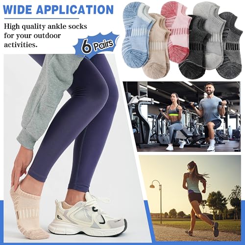 Image of Merino Wool Ankle Athletic Running No Show Socks Cushioned Breathable Sports Warm Thick Socks for Men and Women 6 Pairs