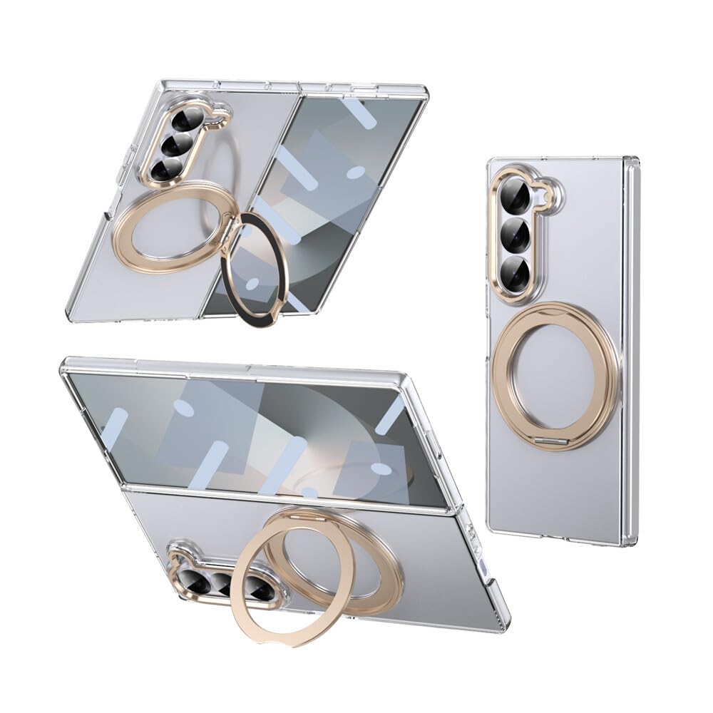Generic Schutzhülle für Samsung Galaxy Z Fold 3 (Farbe: Blau), magnetischer Ringständer, transparente Schutzhülle, harte Klapprückseite