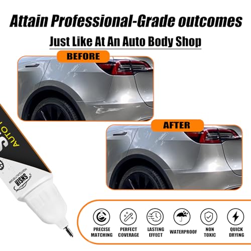 Image of (Quicksilver PN00) Car Touch up Paint Compatible with Tesla Model Y /3 /X /S, Car Paint Pen Scratch Repair Two-In-One Touch Up Paint, Premium Car Scratch Remover for Deep Scratches