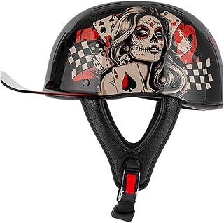 Men Women Baseball Cap Style Motorcycle Half Helmet | Open Face DOT Approved Motorbike Helmet Adult Summer ABS Shell Helmet for Cruiser ATV Moped Scooter Chopper
