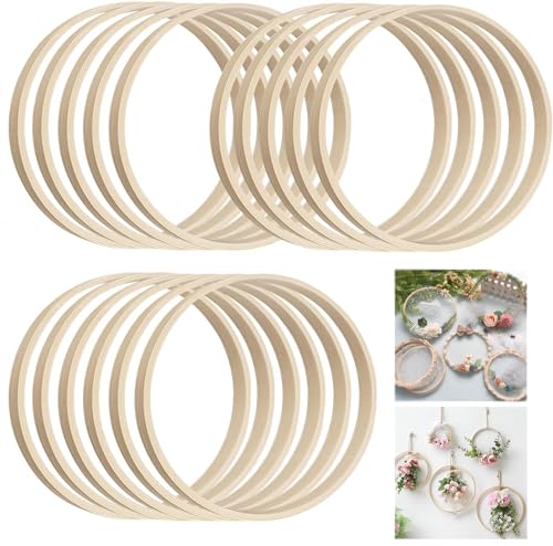 MIYUANGKJ 16 stk Bambus Floral Hoop 10cm Holzringe Zum Basteln Traumfänger Ringe Bambus Holz Bambus Blumenkranz für DIY Valentinstag Jahrestag Traumfänger Hochzeitskranz Deko Wandbehang