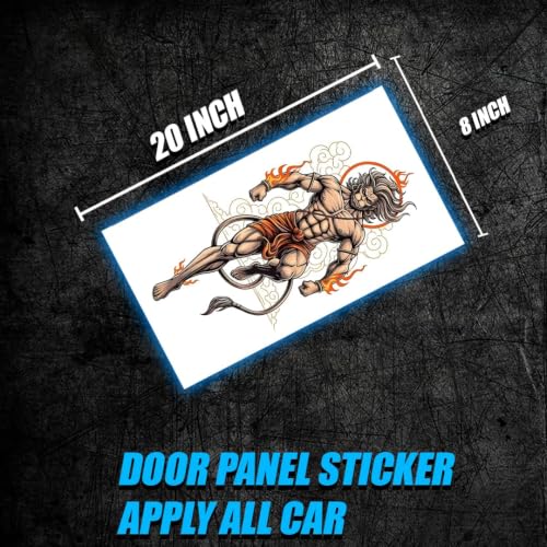 Image of Hanuman Warrior Car Door Pillar Sticker 20x8 Inch | Set of 2, Universal Fit, Door Pillar Application, Vivid Print Design, Easy Installation
