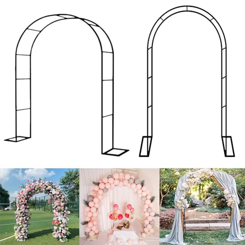 Arche de jardin en métal avec base stable, support noir résistant aux fleurs - 2