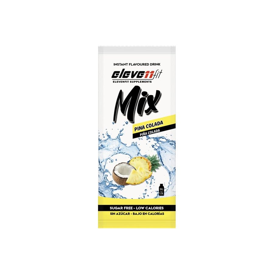 BEBIDAS MIX de ELEVEN FIT 10 Sobres Sabor PIÑA COLADA SIN AZÚCAR Bebidas Instantáneas Bajas en Calorías 9g x Bebida hidratante Mix no contiene ASPARTAMO ni ACELSULFAMO K
