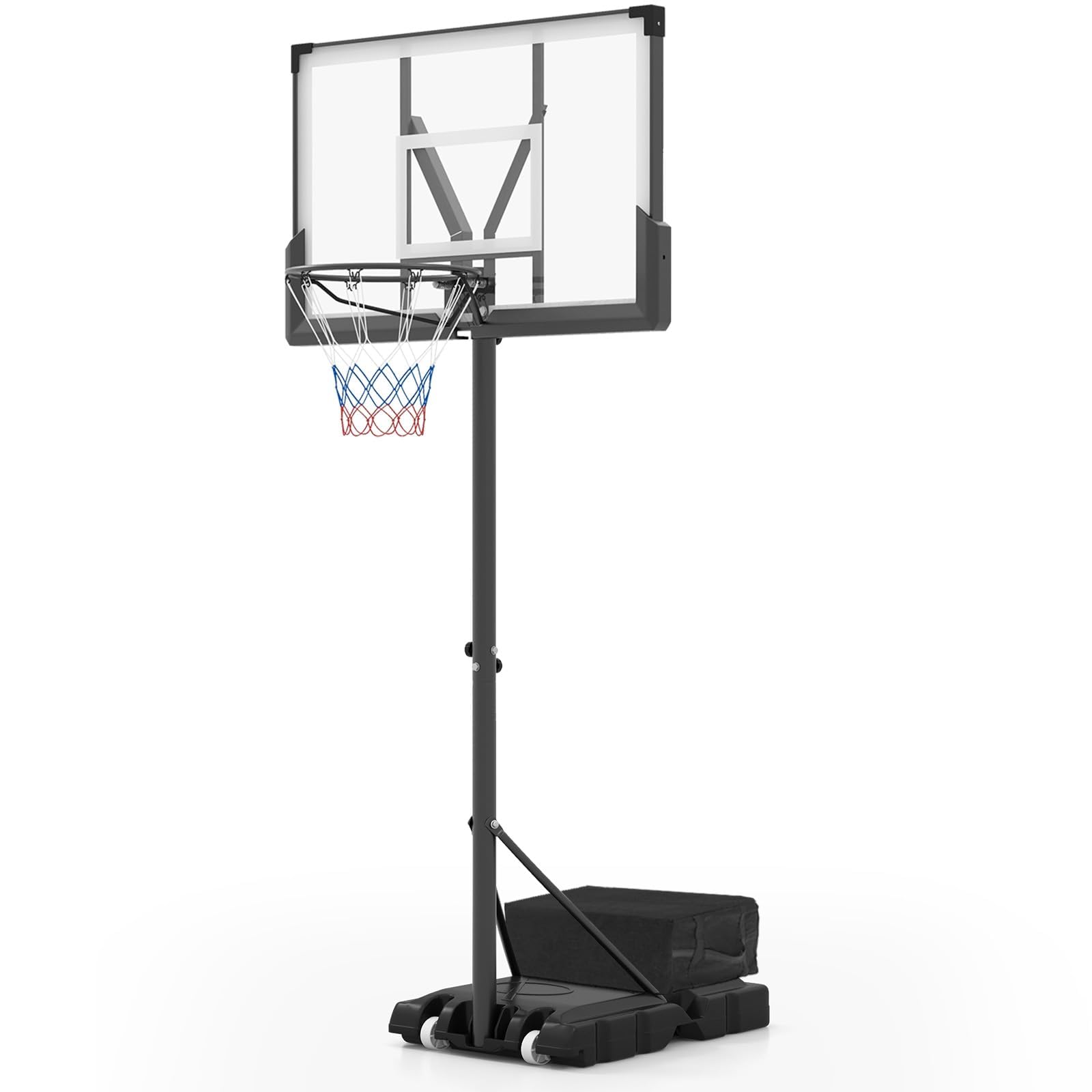 COSTWAY Basketballkorb Outdoor, Basketballständer 125-305 cm höhenverstellbar, Schwimmbad Basketballkorb mit Ständer, Gewichtssack & 2 Netzen, tragbare Korbanlage für Kinder, Erwachsene