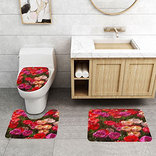 Badematten Set 3 Teilig,Toilettenmatte Set,3Er Badgarnitur Badezimmer Matte Set Dusch Bade Matte Vorleger Teppich 3D… – Bild 3