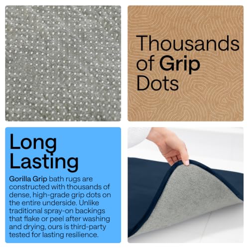 Image of GORILLA GRIP Memory Foam Bath Rugs, Soft Absorbent Velvet Bathroom Mats, Durable Dots on Underside, Machine Washable Bathmat, Carpet Rug Room Decor for Shower Floor, 30x20 Mat, Navy Blue
