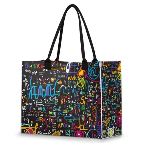 Mathematics Formula Subject Tote Bag for Women Large Beach Bag Reusable Tote Bags for Work Travel Beach Shopping