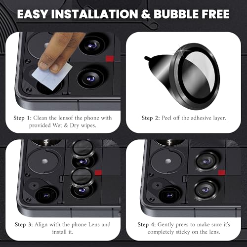 Image of FIRST MART Camera Lens Protectors Compatible With Nothing Phone 3 Tough HD Individual Aluminum Alloy Lens Ring Cover, Scratch Resistant, Thin Lens Protection| Black, 1 Pack