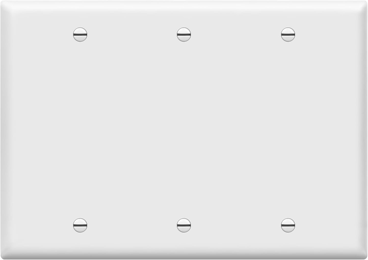 Enerlites 8803-W 3-Gang Blank Wall Plate Cover - Durable Polycarbonate, Heat/Fade Resistant, Gloss White 4.5x6.38"