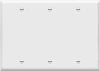 Enerlites 8803-W 3-Gang Blank Wall Plate Cover - Durable Polycarbonate, Heat/Fade Resistant, Gloss White 4.5x6.38"