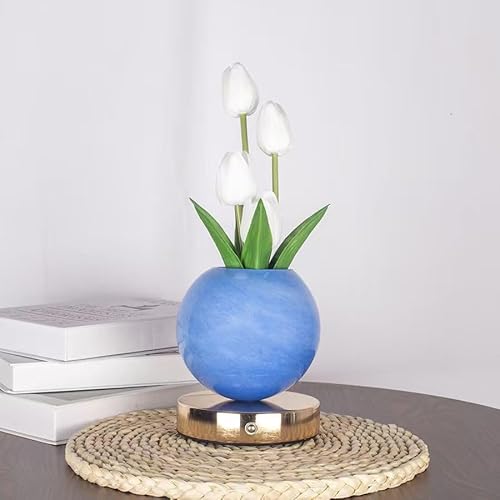 TXGZYBhg Tulip Flower Planet Lamp with Remote Control, Rechargeable Cordless