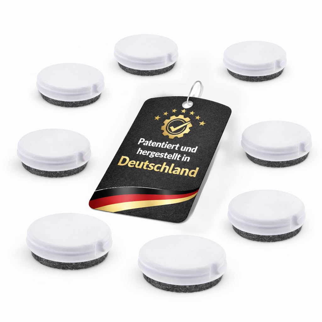 Wagner QuickClick® Möbelgleiter Stuhlgleiter wendbar Wollfilz + Kunststoff - 8tlg-Set Ersatzgleiter austauschbar - Duo - Ø 25 mm - für Basis Ø 25 mm - Patentiert & Made in Germany