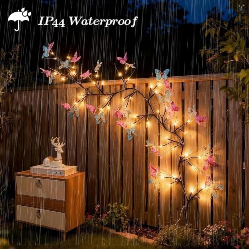 Image of Butterfly LED Vine Wall Lights, 72 Warm LED Decorative Fairy Lights with Remote, USB & Battery Operated Hanging Lights for Room, Home, Festival & Event Decoration