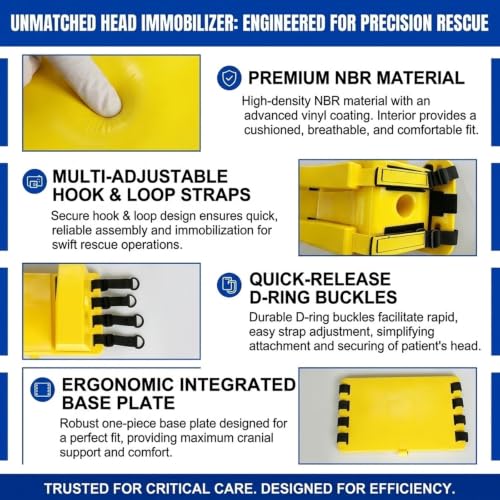 Tablero de rescate EMS portátil con inmovilizador de cabeza para transporte médico en camilla 4