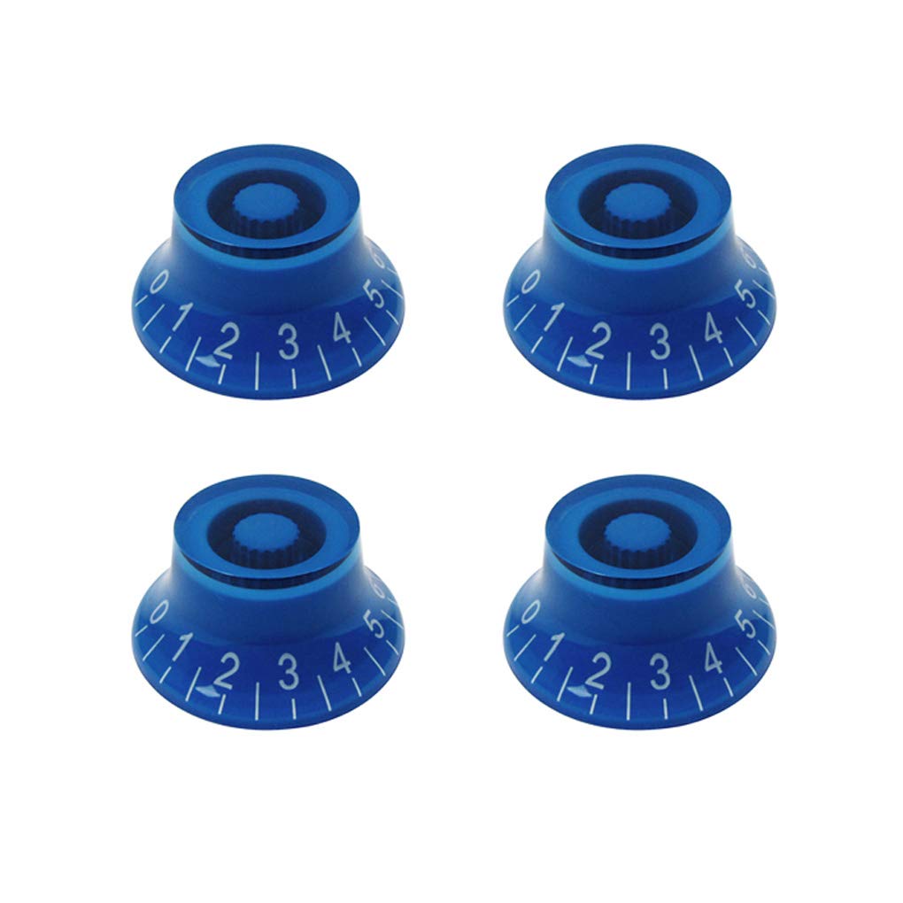 IKN Lot De 4 Boutons De Contrôle De Volume Et Tonalité En Forme De Chapeau Haut-de-forme Pour Guitare électrique De Style LP SG Golden With White Numerals