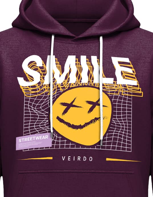 Image of Veirdo Cotton Fleece Regular Fit Full Sleeve Hooded Sweatshirt Front and Back Graphic Printed Jumper Hoodie for Men