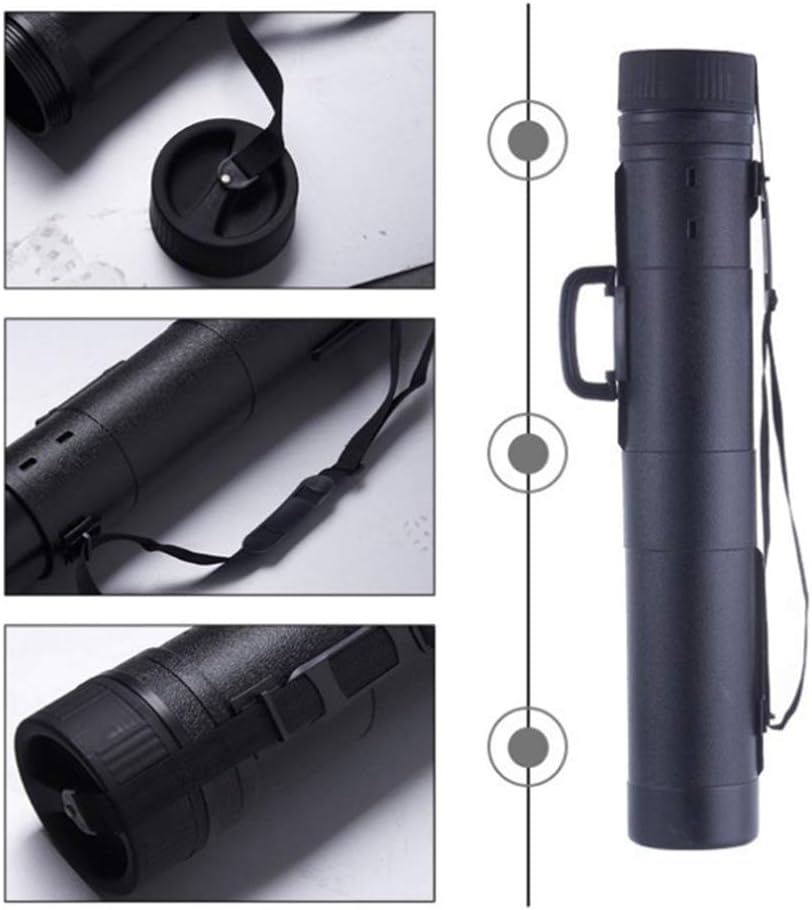 dailymall Plastic Storage Tube - Hard Plastic Expandable Carrying Case for Documents, Blueprints, Artwork - Black, Extends from 30 Inches to 53 Inches