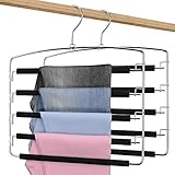Red Photon Pants Hangers - Multi-Purpose Space Saving Slacks Hanger 2 Pack - Swing Arm, Foam Padded 5 Layers, Non-Slip, Stainless Steel Closet Storage Organizer for Trousers Skirt Jean Tie and Scarf