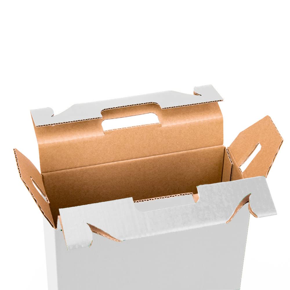 ONLY BOXES AMA727 Lot de 10 boîtes en carton pour 3 bouteilles de vin, cava, champagne ou liqueur blanc. Modèle auto-montable de boîte avec fenêtre pour emballage bouteille très original