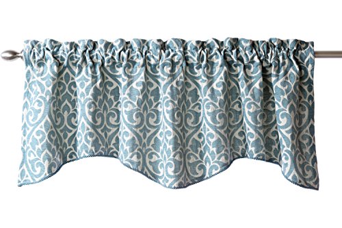Stylemaster Bryce Chenille Scalloped Valance With Cording, 55 In X 17, Sea Breeze #TOP1
