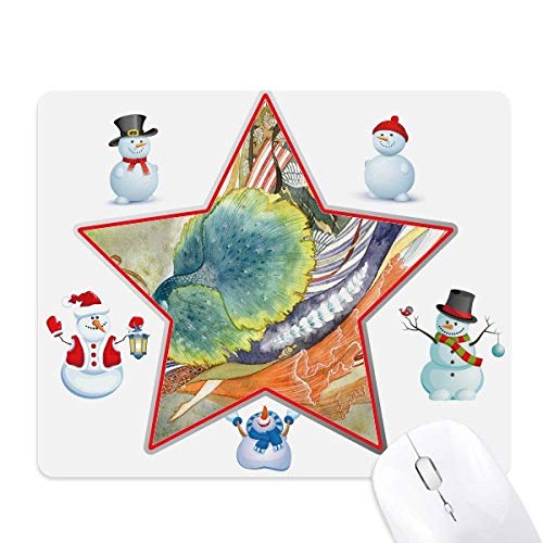 Tapis de souris paon chinois antique bonhomme de neige famille étoile