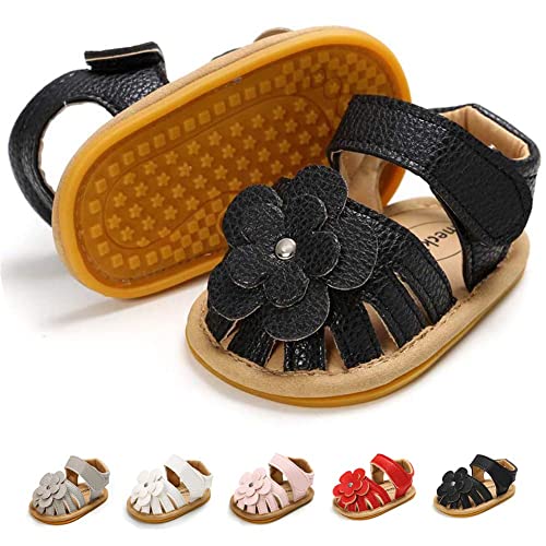 Image of Babelvit Infant Baby Girl Boy Sandals Comfort Premium Summer Outdoor Casual Beach Shoes with Flower Bowknot Anti Slip Rubber Sole Newborn Toddler Prewalker First Walking Shoes