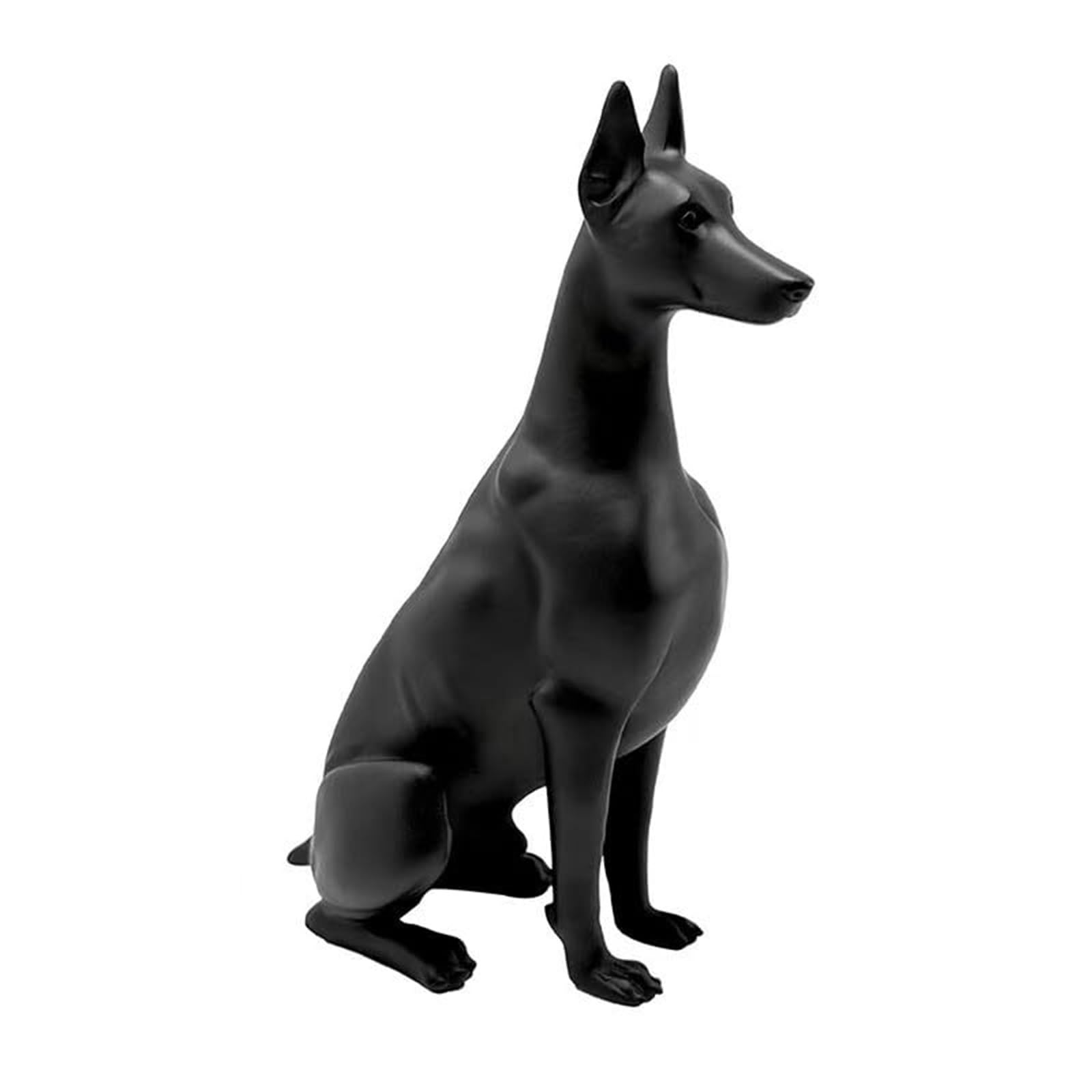 JJJing5 Decor Decorative Resin Doberman Dog Figurine Black Sitting Pose Home Decor Accent Nightstand Accessories