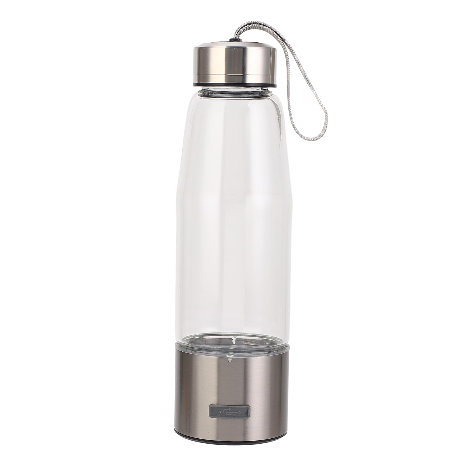 Kikumi Wasserstoff-Wasserflaschengenerator, wiederaufladbar, 460 ml, tragbar, Ionisator, 3 Minuten bis zu 2300 ppb+, für Zuhause, Reisen, Silber