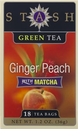 PACK OF 12 - Stash Tea Ginger Peach Green with Matcha Tea, 18 Ct, 1.2 Oz
