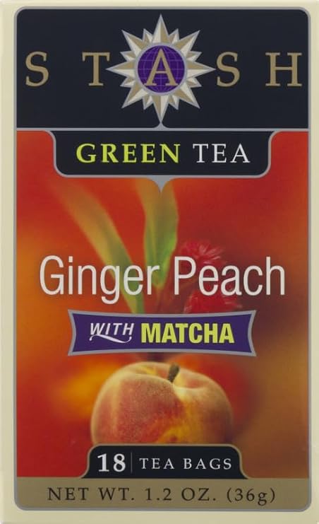 PACK OF 12 - Stash Tea Ginger Peach Green with Matcha Tea, 18 Ct, 1.2 Oz
