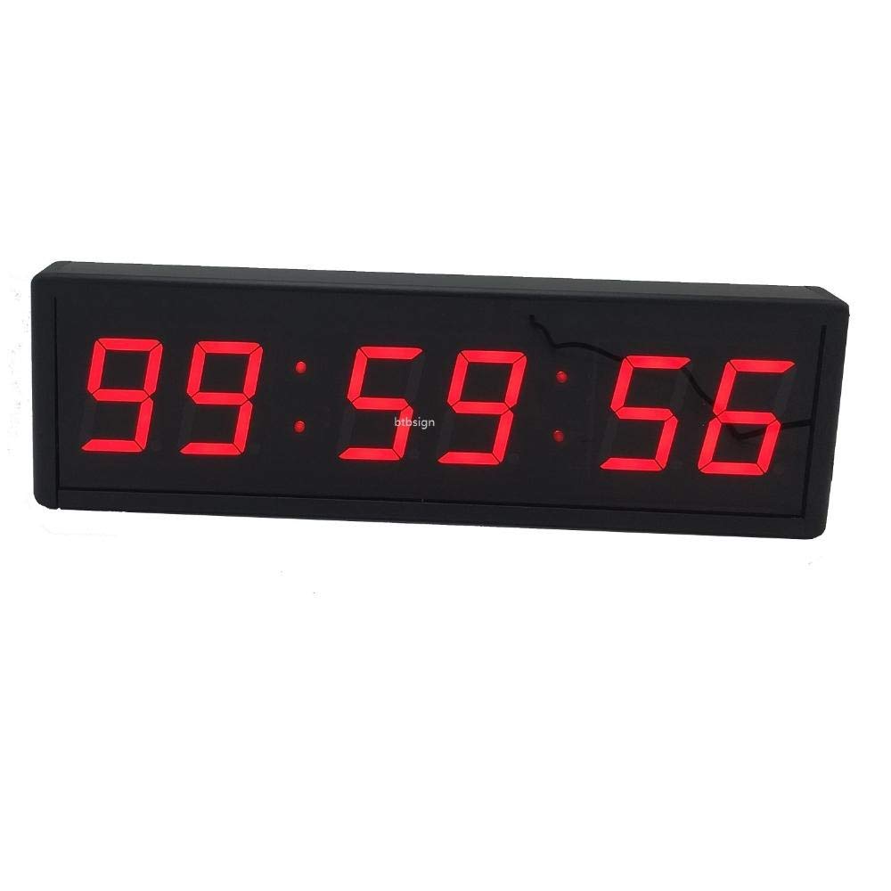 Countdown-timer, 5,8 cm (2,3 inch), gymtimer met statief, 6 cijfers, omhoogtelfunctie, afstandsbediening, stopwatch, sport, 12/24 uur led, digitale klok, geschikt voor training, fitness, sport