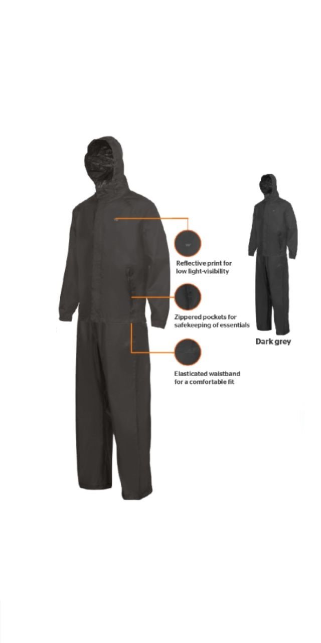 Wildcraft Men's Dark_Grey Raincoat Set WC40809DARK_Grey (Eco Range