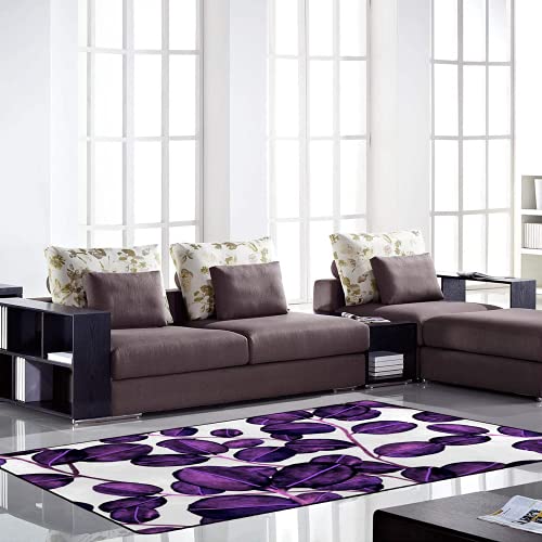 Tapis de sol super doux qui ne perd pas ses poils épais motif feuilles violet - 4