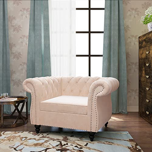 Sillón Chesterfield Plegable Beige miniatura 3