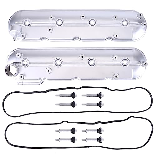 Aluminum Engine Valve Cover Gasket Set w/Bolts Compatible with 1999-2008 Chevy Cadillac Escalade Tahoe Trailblazer Silverado Suburban 1500 2500 3500 Sierra Yukon Valve Cover 264-965 12582224 12570427