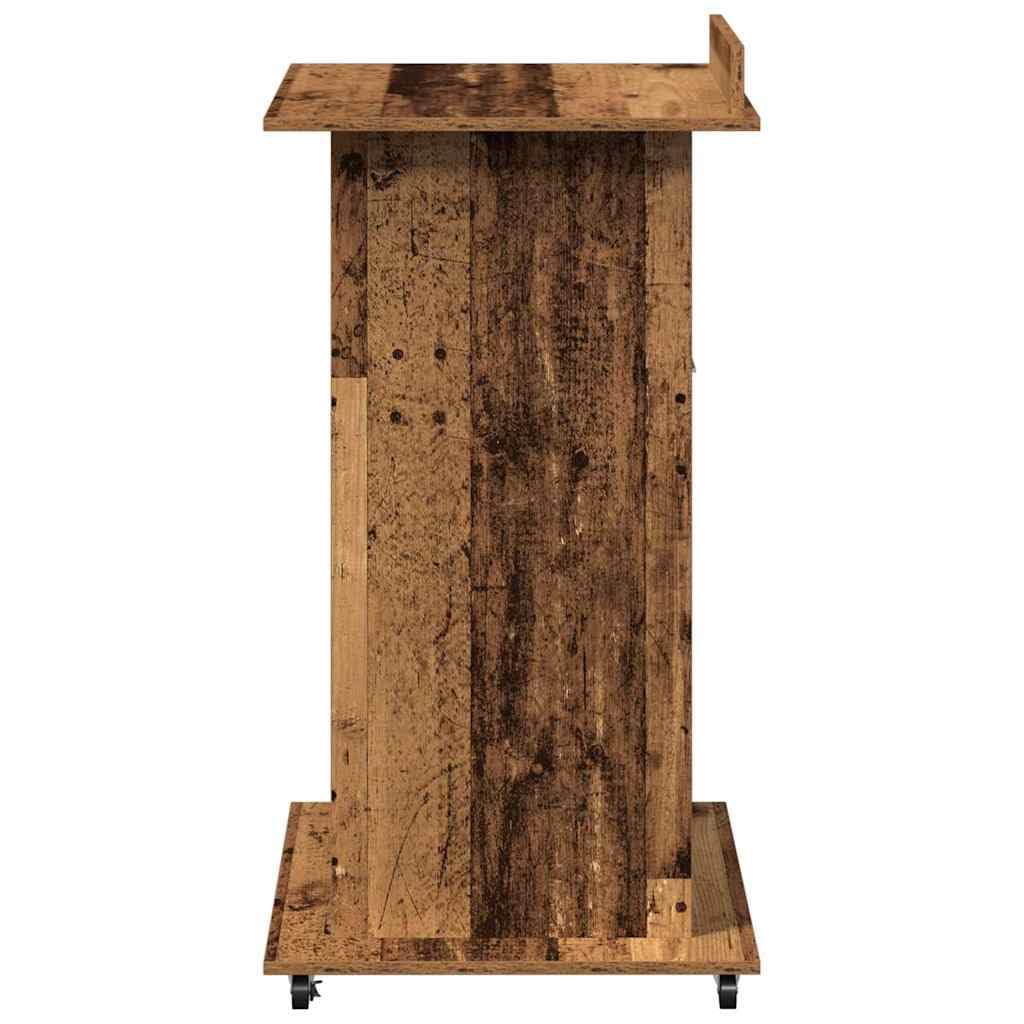 Rednerpult mit Rollen, Altholz Holzwerkstoff, Verstellbarer Stehpult für Zuhause, Computer, Arbeit, Büro, Schreibtisch, 100 kg