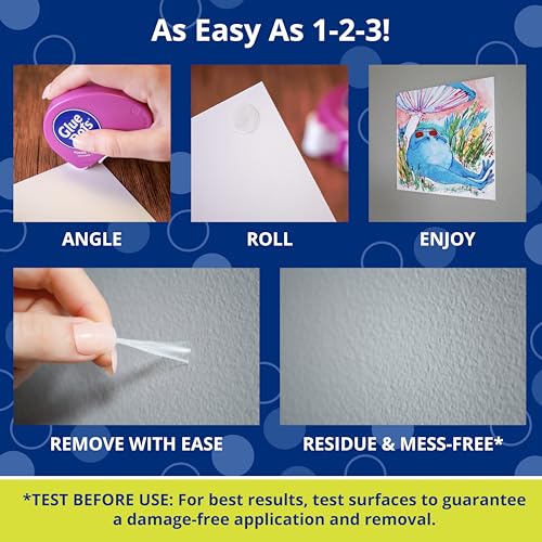Image of Glue Dots Poster Dot N' Go Dispensers, Set of 6 Complete Dispensers, Each with 200 (.375 Inch) Poster Adhesive Dots, 1200 Dots /Pack (24233-AMZ)