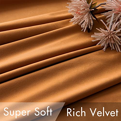 Image of MIULEE Velvet Curtains 52x84 inches 2 Panels Gold Brown Blackout Curtains | Luxury, Bedroom Living Room, Thermal Insulated, Super Soft Window Drapes, Rod Pocket & Back Tab