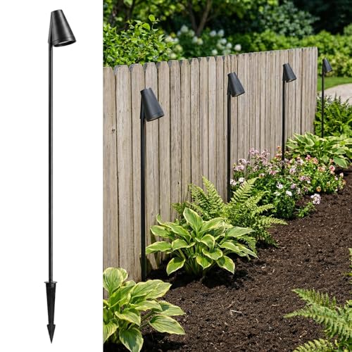 Image of Auraglow Mains Powered Outdoor Garden Spike Light, IP65 Tall GU10 Spotlight for Paths, Driveways, Borders and Flowerbeds, Black (Fitting Only, 1 Pack)