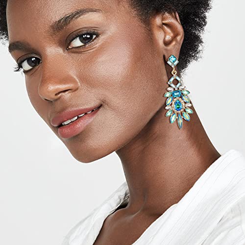 BriLove Art Deco Rhinestone Marquise Emerald Cut Rectangle Geometric Statement Earrings for Women2